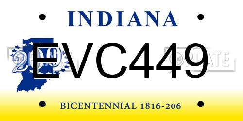 EVC449 Indiana License Plate