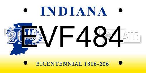 EVF484 Indiana License Plate