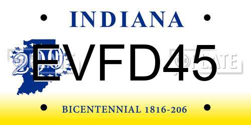 EVFD45 Indiana License Plate