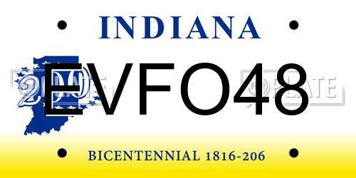 EVFO48 Indiana License Plate