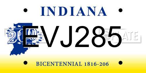 EVJ285 Indiana License Plate