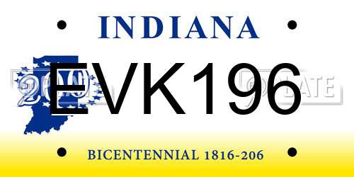 EVK196 Indiana License Plate