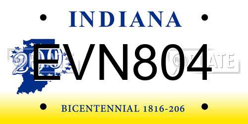 EVN804 Indiana License Plate