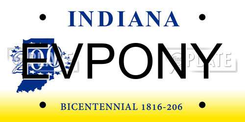 EVPONY Indiana License Plate