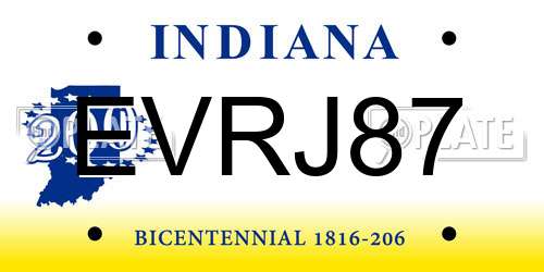 EVRJ87 Indiana License Plate