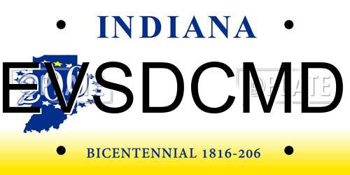 EVSDCMD Indiana License Plate