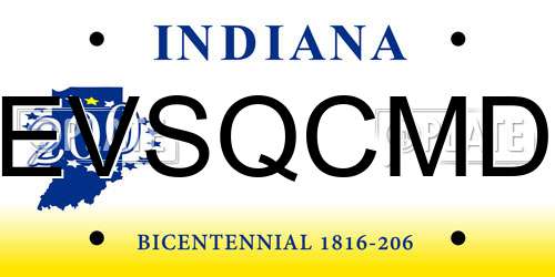 EVSQCMD Indiana License Plate