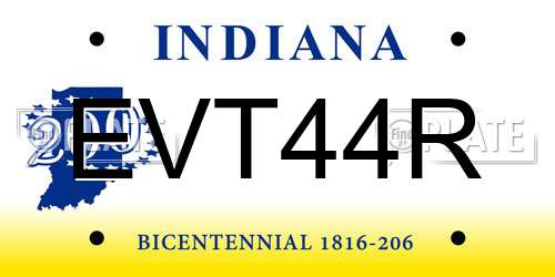 EVT44R Indiana License Plate
