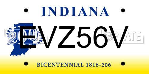 EVZ56V Indiana License Plate