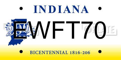 EWFT70 Indiana License Plate