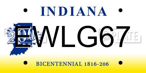 EWLG67 Indiana License Plate