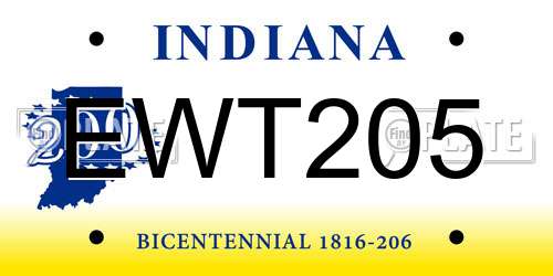 EWT205 Indiana License Plate