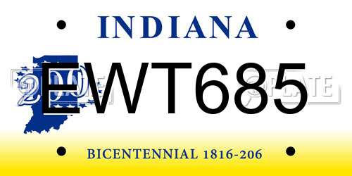 EWT685 Indiana License Plate