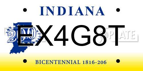 EX4G8T Indiana License Plate