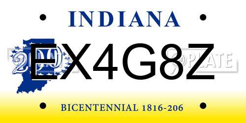 EX4G8Z Indiana License Plate