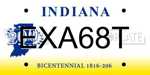 EXA68T Indiana License Plate