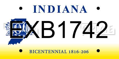 EXB1742 Indiana License Plate