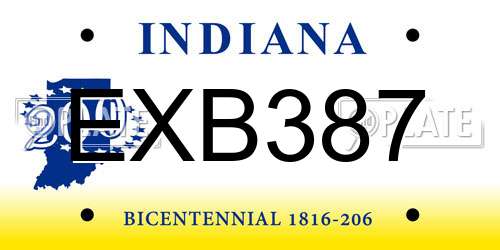 EXB387 Indiana License Plate