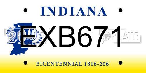 EXB671 Indiana License Plate