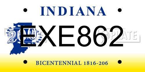 EXE862 Indiana License Plate