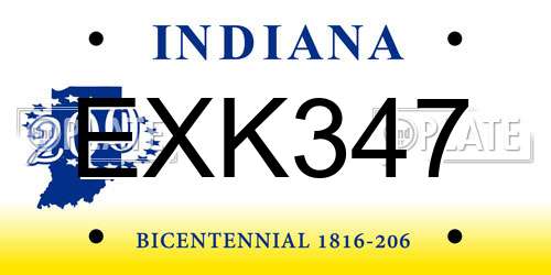EXK347 Indiana License Plate