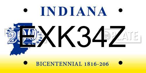 EXK34Z Indiana License Plate