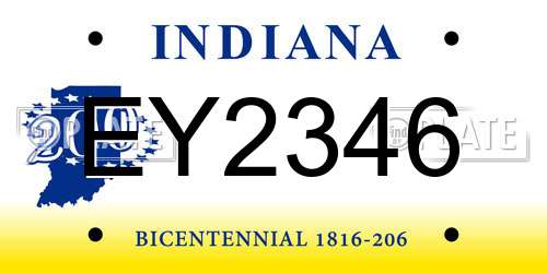 EY2346 Indiana License Plate