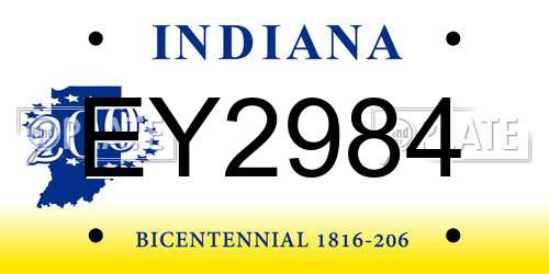 EY2984 Indiana License Plate
