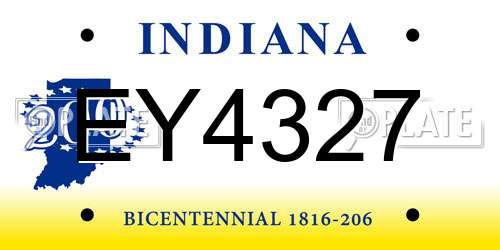 EY4327 Indiana License Plate