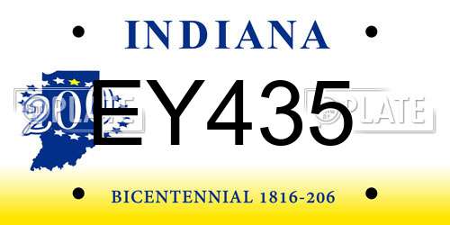 EY435 Indiana License Plate