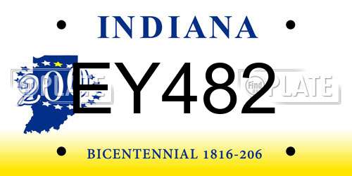 EY482 Indiana License Plate