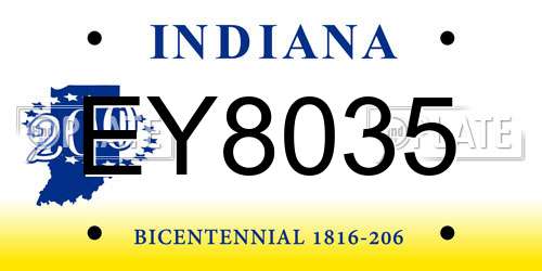 EY8035 Indiana License Plate