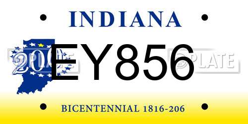 EY856 Indiana License Plate