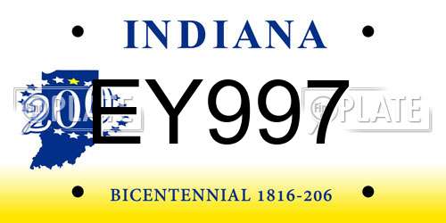 EY997 Indiana License Plate