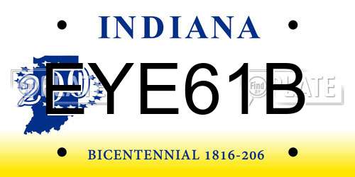 EYE61B Indiana License Plate