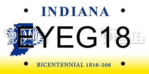 EYEG18 Indiana License Plate