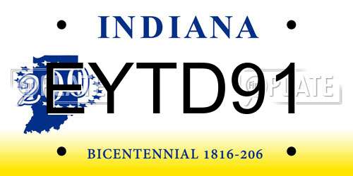 EYTD91 Indiana License Plate