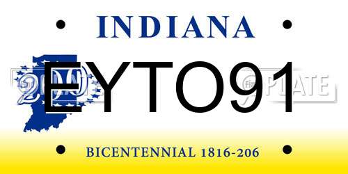 EYTO91 Indiana License Plate