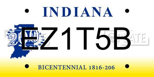 EZ1T5B Indiana License Plate