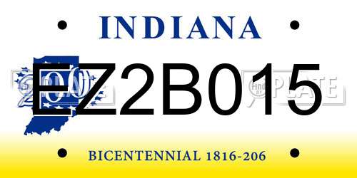 EZ2B015 Indiana License Plate