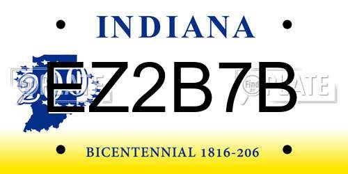 EZ2B7B Indiana License Plate