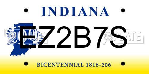 EZ2B7S Indiana License Plate