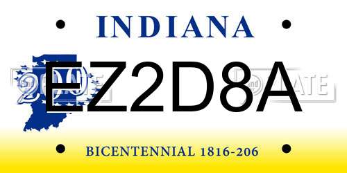 EZ2D8A Indiana License Plate