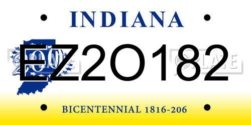 EZ2O182 Indiana License Plate