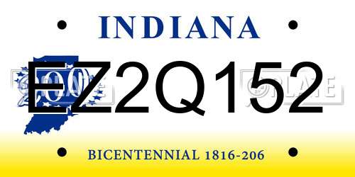 EZ2Q152 Indiana License Plate