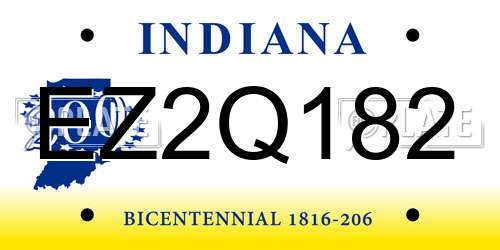 EZ2Q182 Indiana License Plate