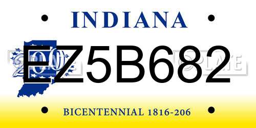 EZ5B682 Indiana License Plate