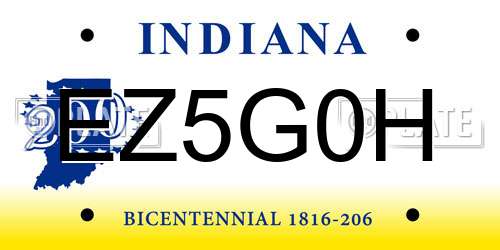 EZ5G0H Indiana License Plate