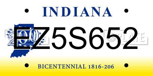 EZ5S652 Indiana License Plate