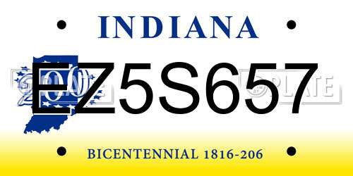 EZ5S657 Indiana License Plate